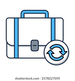 Briefcase with Sync Icon. B2B Customer Synchronization and Business Data Management Icon. Illustration for Enterprise Solution Concept.