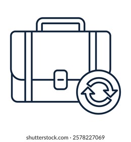 Briefcase with Sync Icon. B2B Customer Synchronization and Business Data Management Icon. Illustration for Enterprise Solution Concept.