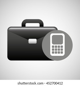 briefcase with technology smarphone icon, vector illustration