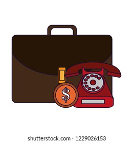 Briefcase and telephone with coin