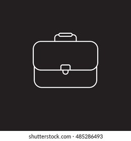 briefcase thin line icon, business case outline vector logo illustration, linear pictogram isolated on black