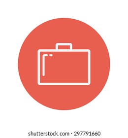 Briefcase thin line icon for web and mobile minimalistic flat design. Vector white icon inside the red circle.