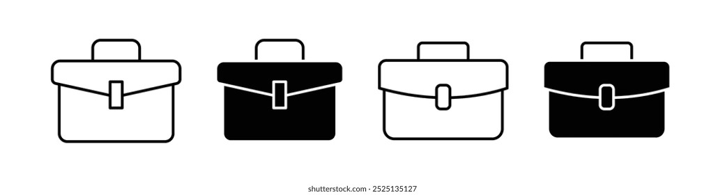 Briefcase thin line vector icons collection