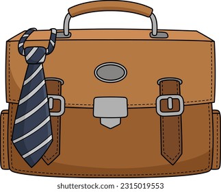 Briefcase with Tie Cartoon Colored Clipart 