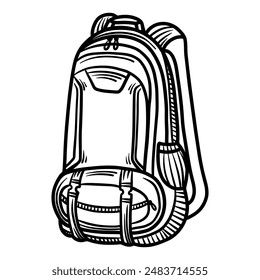Briefcase for tourism, school or university. Linear sketch style illustration. Modern bag design