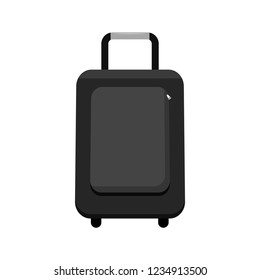  briefcase or travel suitcase black color isolated vector - suitcase backpack for travelling sign symbol icon . suitcase illustration sign