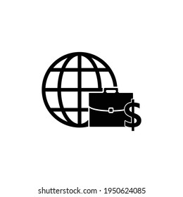 briefcase vector business icon. Globe business 
