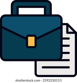 Briefcase Vector for Business Professionals. Corporate portfolio design, office work symbol, executive bag illustration