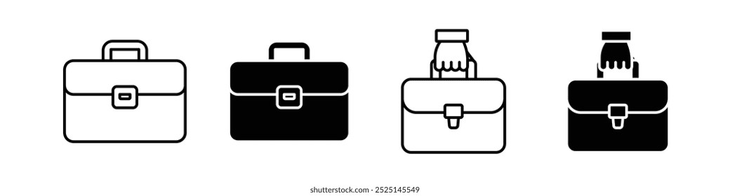 Briefcase vector filled and outlined iconss collection