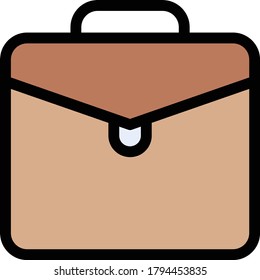 briefcase vector  flat color icon