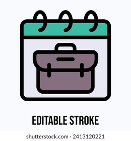 Briefcase Vector Icon, Bag, Portfolio Symbol Vector Calendar Icon.