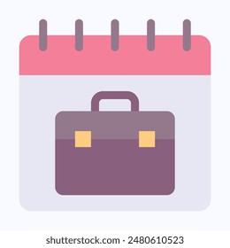 Briefcase Vector Icon, Bag, Portfolio Symbol Vector Calendar Icon. Flat Style Isolated Vector Icon.