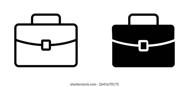 Briefcase vector icon. Bag, portfolio symbol. Briefcase icon black and white. Flat icon isolated on the white background. Vector illustration.