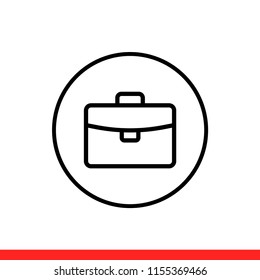 Briefcase vector icon, bag symbol. Simple, flat design for web or mobile app