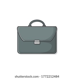 Briefcase Vector Icon Illustration. Business Leather Briefcase. Businessman Bag Icon