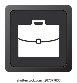 briefcase - vector icon, on a grey button