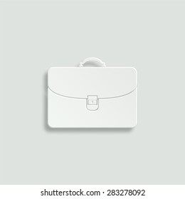 briefcase vector icon - paper illustration