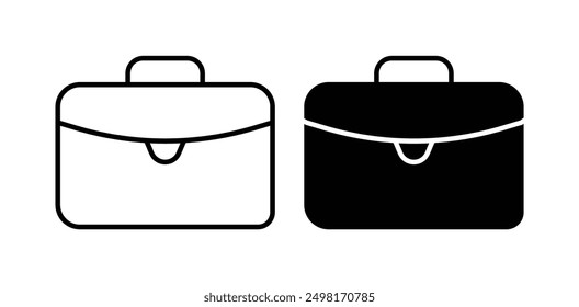 Briefcase vector icon set in black color.