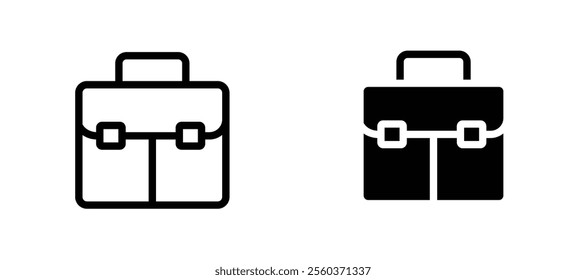 Briefcase vector icon set in black color.