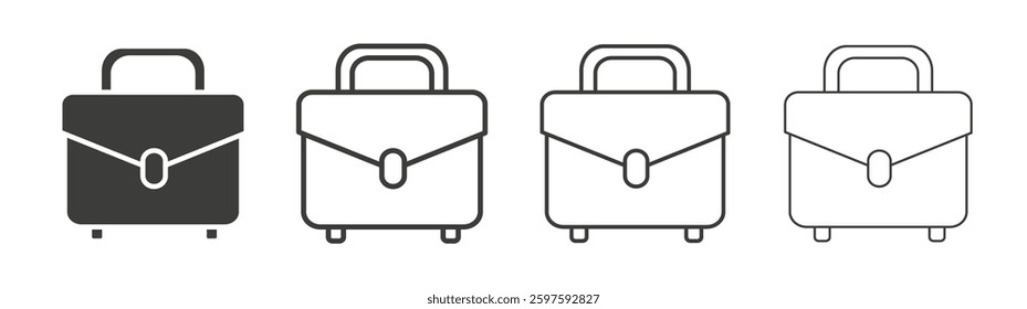 Briefcase vector icon set in black and white color.