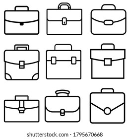 Briefcase vector icon set. portfolio illustration sign collection. Bag symbol.