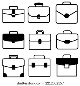 Briefcase vector icon set. portfolio illustration sign collection. Bag symbol.