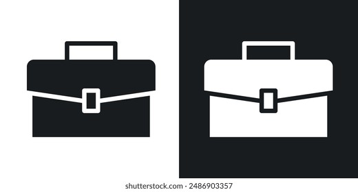 Briefcase vector icon set in solid black and white color