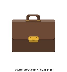 Briefcase vector illustration. Briefcase business. Briefcase in flat style. Briefcase icon. Briefcase isolated on colored background. Briefcase with lock. Briefcase male brown. - stock vector