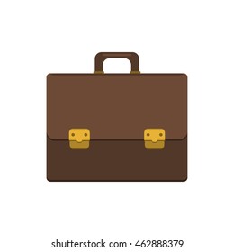 Briefcase vector illustration. Briefcase business. Briefcase in flat style. Briefcase icon. Briefcase isolated on colored background. Briefcase with lock. Briefcase male brown. - stock vector