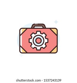 Briefcase vector illustration. Outline filled Seo & Web icons.