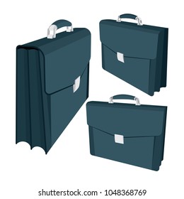 Briefcase vector illustrations set. 
Briefcase in flat style. Briefcase icon. 