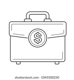 Briefcase vector line icon isolated on white background. Portfolio with dollar symbol line icon for infographic, website or app.