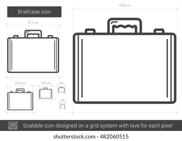 Icono de línea vector de maletín aislado en fondo blanco. Icono de la línea de maletín para infografía, sitio web o aplicación. Icono escalable diseñado en un sistema de cuadrícula.