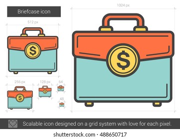 Briefcase vector line icon isolated on white background. Briefcase line icon for infographic, website or app. Scalable icon designed on a grid system.