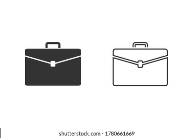 Briefcase vector line icon set on white