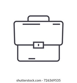 briefcase vector line icon, sign, illustration on background, editable strokes