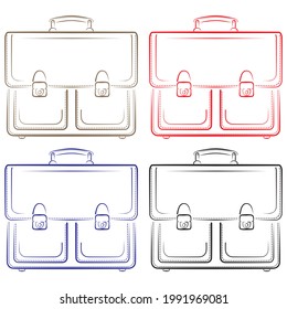 Briefcase Vector Outline Icon. Office Briefcase Isolated On A White Background. Notary Briefcase
