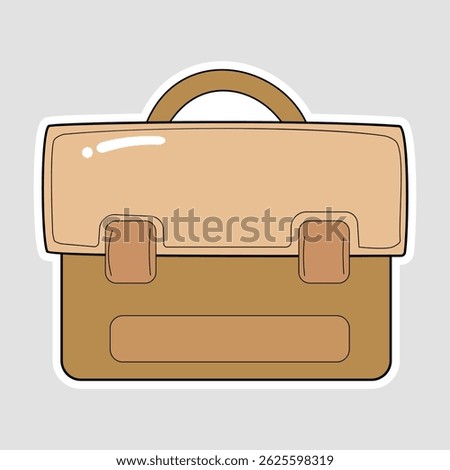 Beige‑Brown Briefcase Vector Sticker. Flat vector sticker of a beige‑brown briefcase—perfect for business, office, work, professional, and organization‑themed designs