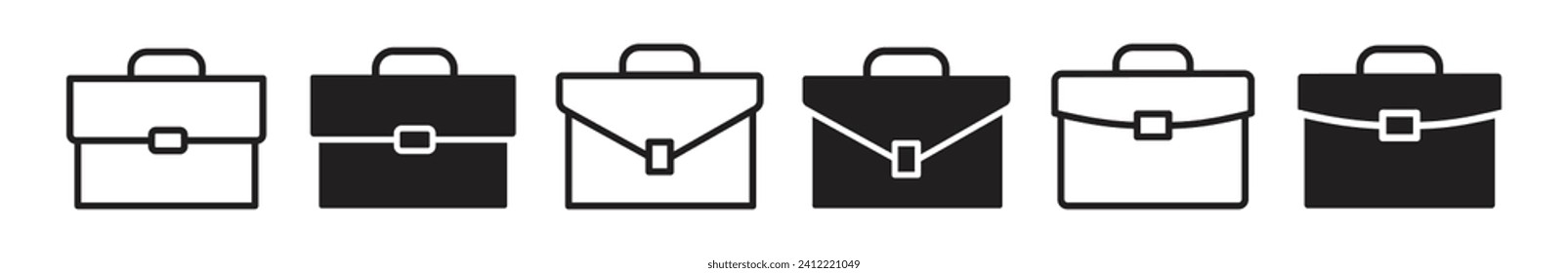 conjunto de símbolos de vector de maletín. conjunto de iconos de la maleta de la maleta comercial. Signo de portafolio profesional. colección de iconos de caso de resumen de trabajo profesional.