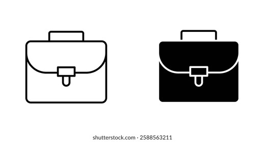 Briefcase vectors icons set in filled and strokes on white background