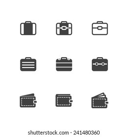 Briefcase and Wallet Icons on White Background