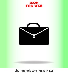 Briefcase web icon. Black illustration on white background