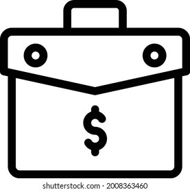 Aktentasche auf weißem Hintergrund. Die Aktentasche ist ein Symbol für das Banking .thin-Symbol.