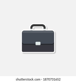 Briefcase White Stroke and Shadow icon vector isolated. Flat style vector illustration.