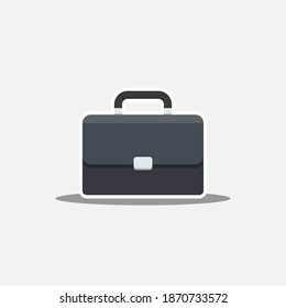 Briefcase White Stroke and Shadow icon vector isolated. Flat style vector illustration.
