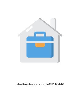 Briefcase Work From Home Job Hunter Icon, Logo, Vector