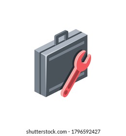 Llave para maletas. Vector 3d isométrico, color de los iconos de la web, nuevo estilo plano. Ilustración creativa, idea para infografías.