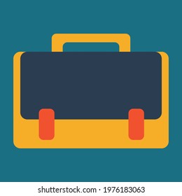 a briefcase in yellow base and dark blue background