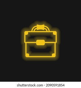 Briefcase yellow glowing neon icon