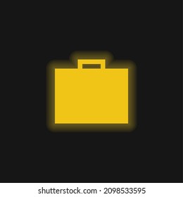 Icono de neón brillante amarillo en maletín